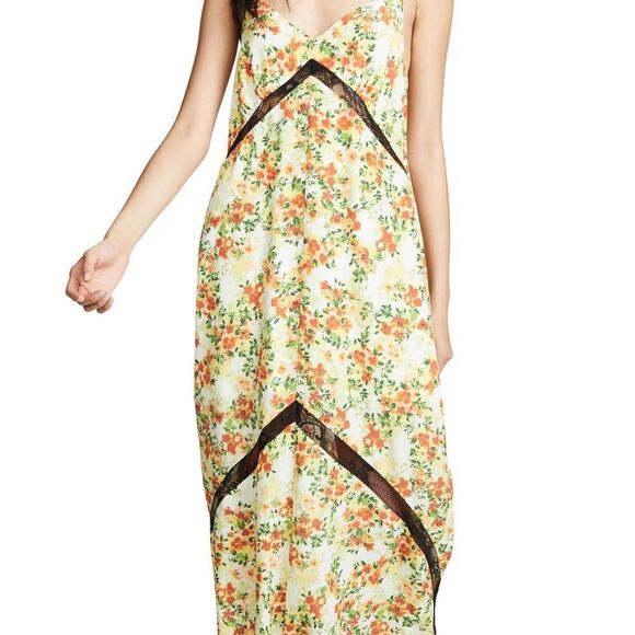 WAYF Baldwin Tangerine Floral Lace Trim Slip Dress - size xs - Picture 3 of 14